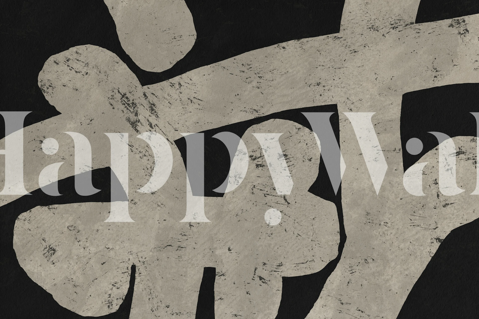 Bold Black and White Abstract Brushstrokes tapet i et værelse