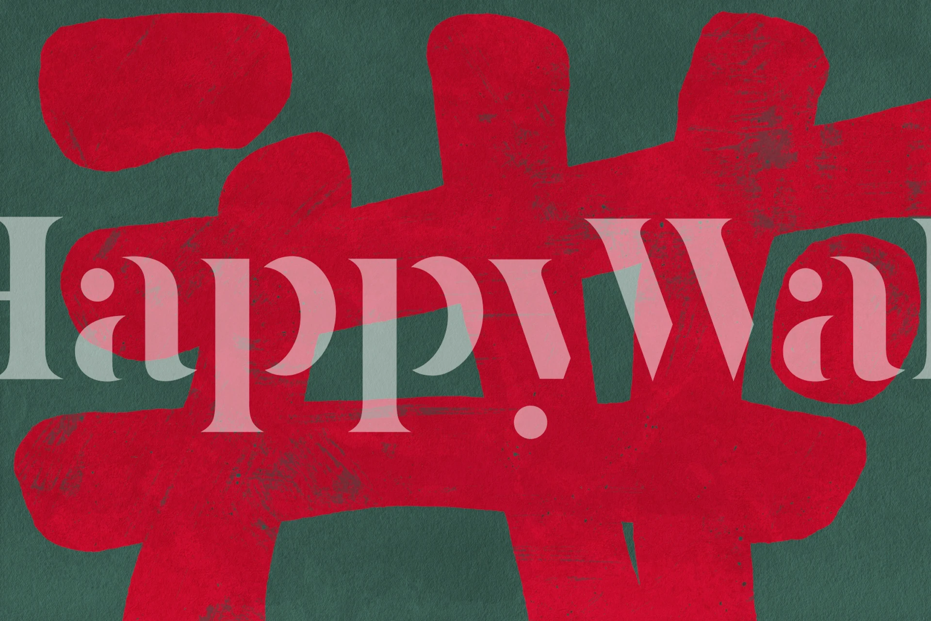 Abstract red brush strokes on dark green background wallpaper