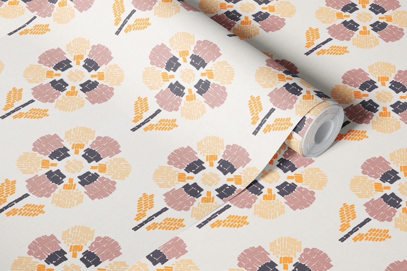 Whispers from the folk garden yellow blush wallpaper roll