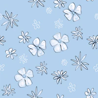 Soft Pastel Blue & White Flower Field Pattern tapetas