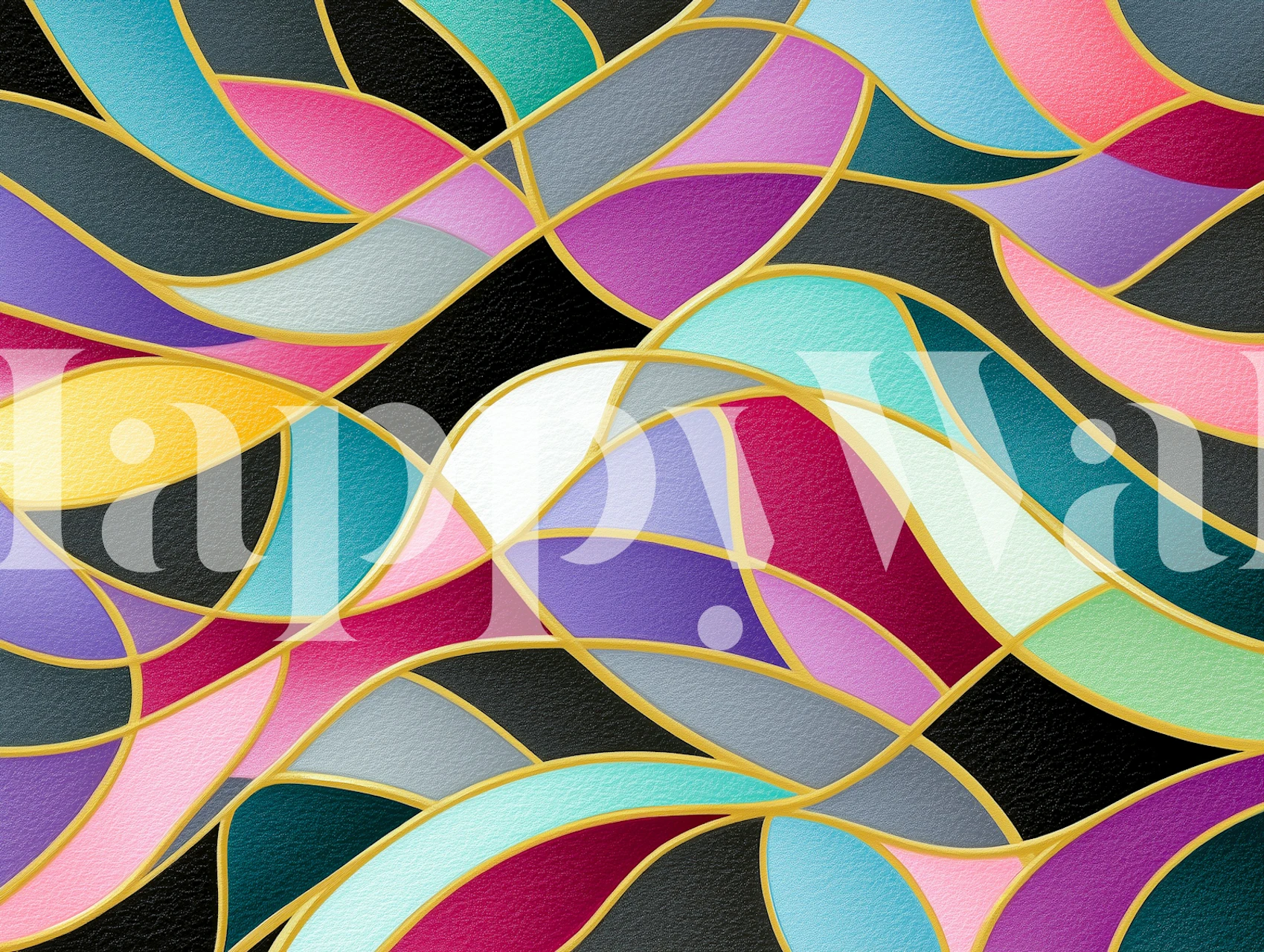 Papel pintado Kaleidoscope Waves en una habitación