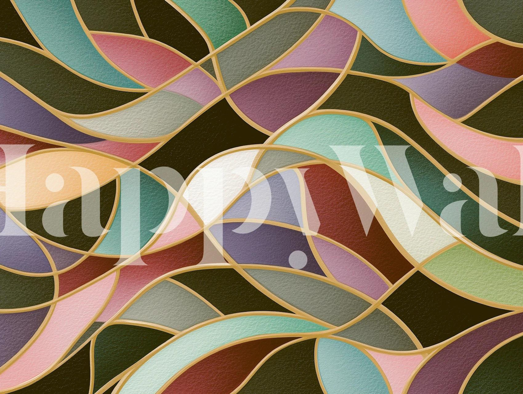 Curvy geometric pastel colored pattern wallpaper