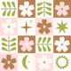 Checkered Stardust and Primroses Pink Green