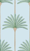Palm stripes - green and brown on icy blue tapete
