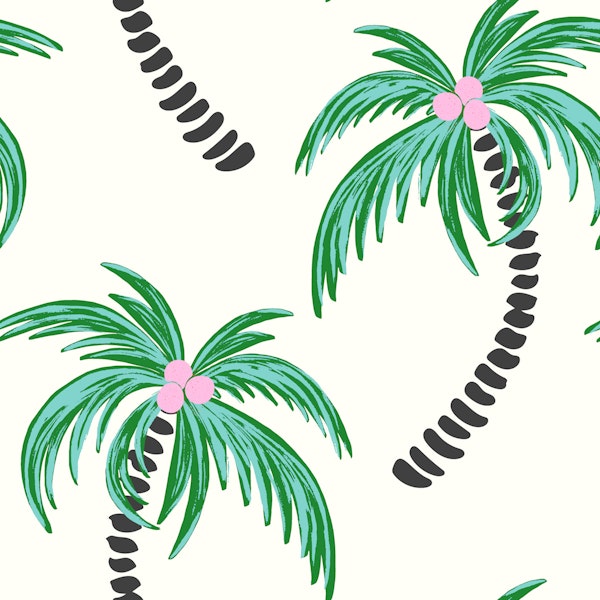 Tropical palms - green with pink