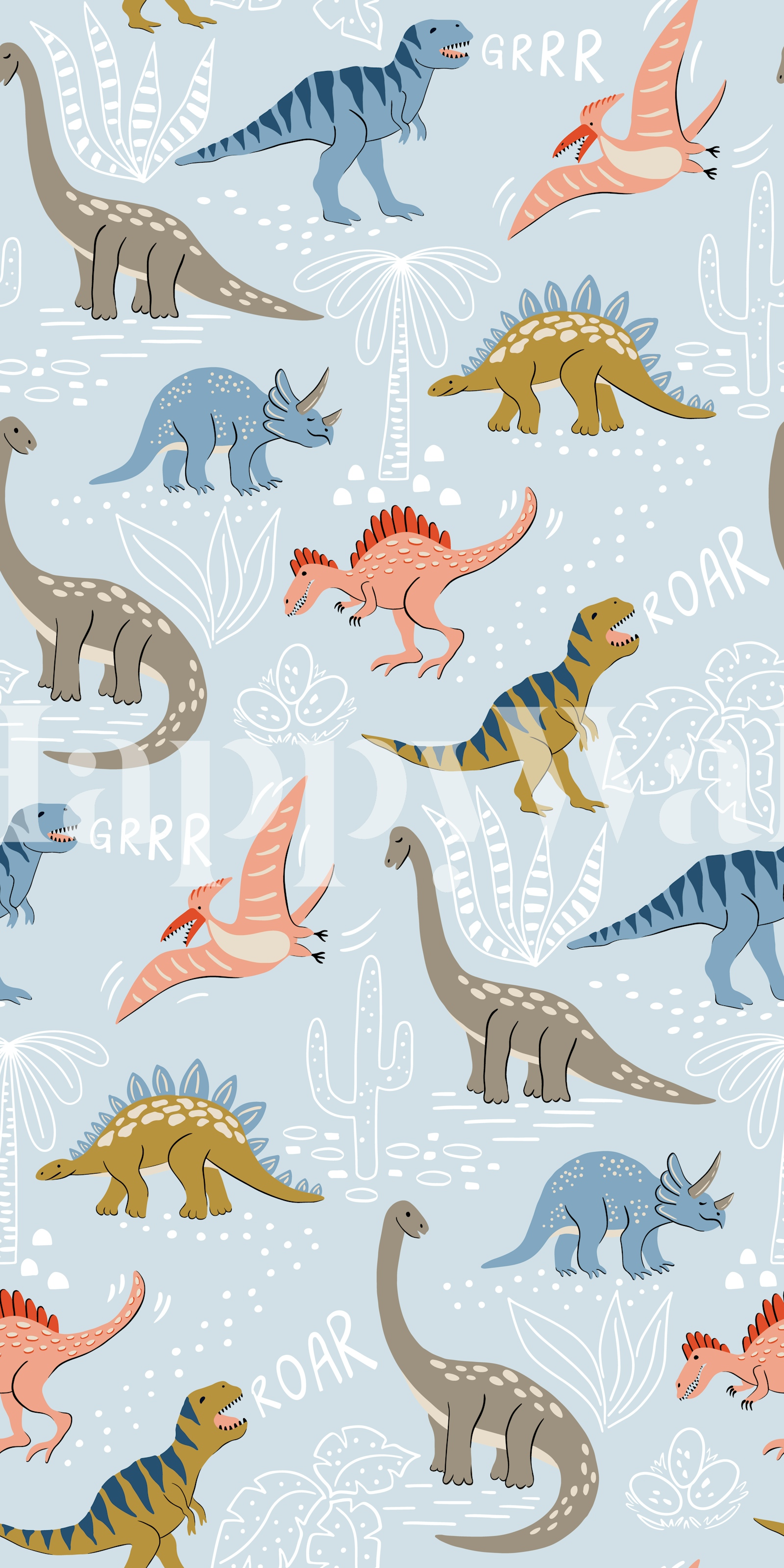 Blue Dinosaur Wallpaper for Kids Room