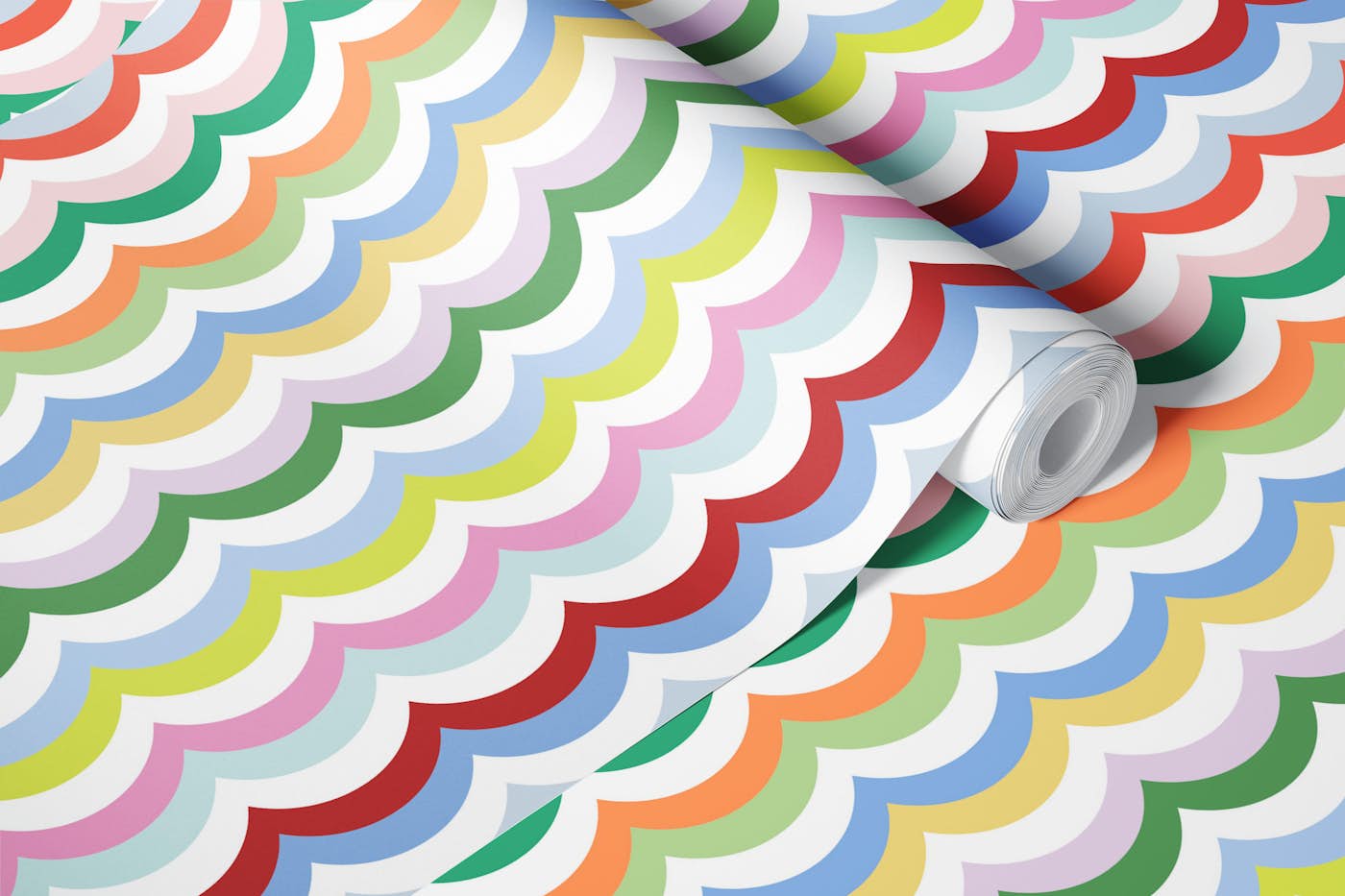 Vertical Scallop Waves - colorful 2 wallpaper roll
