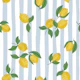 Lemons on hand drawn blue stripes