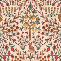 Fox in the Lemon Garden - Folk Woodland wallpaper