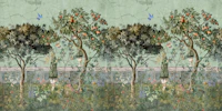 Orange Tree Orchard Dream Art Green wallpaper