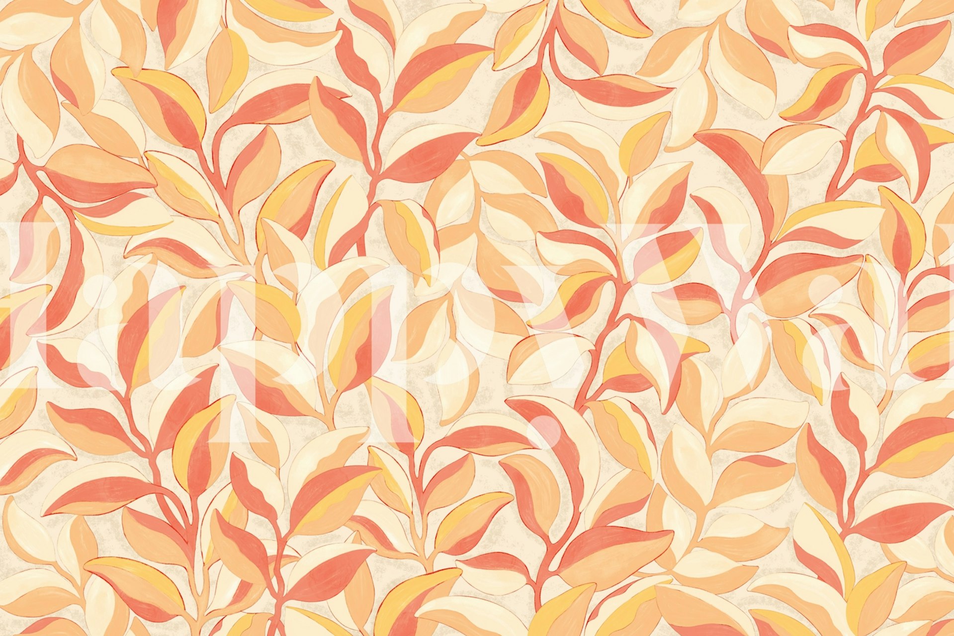 Botanical wallpaper lämpimissä sävyissä