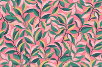 Botanical Paint on Pink Background behang