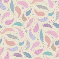 Light as a Feather - pink on cream small behang