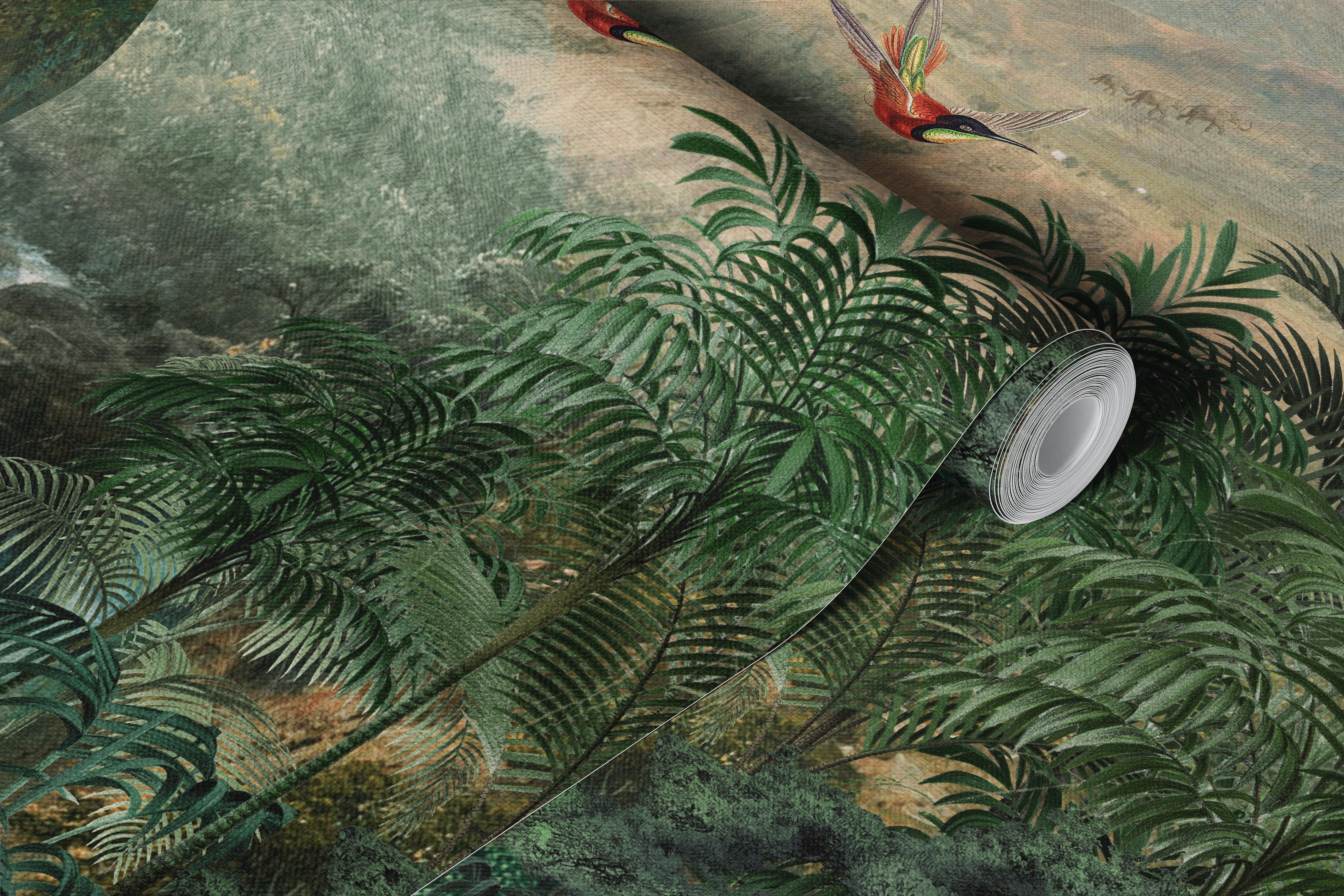 Jungle animals wallpaper in a room