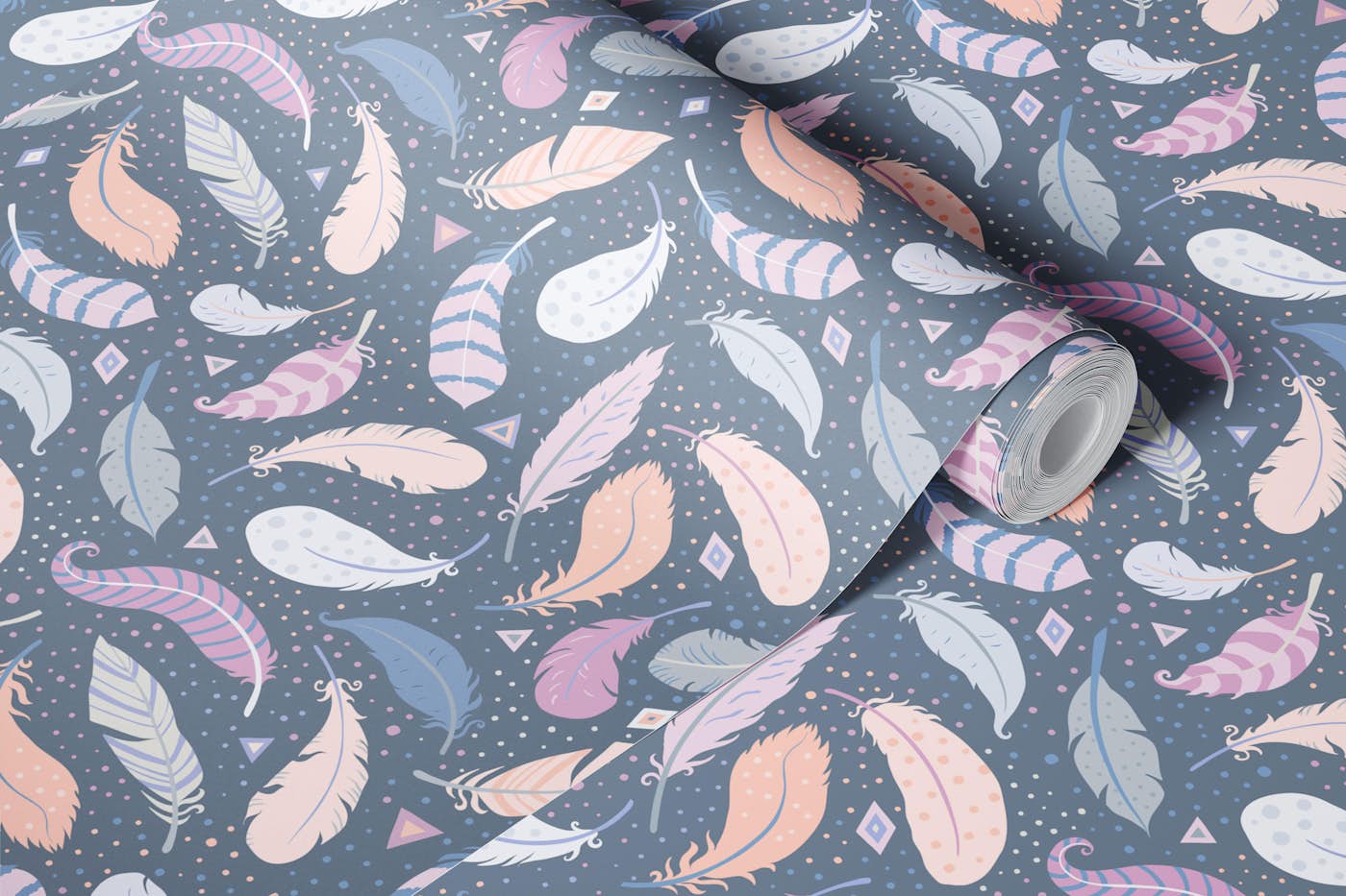 Light as a Feather - pink and grey S wallpaper roll