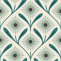 Fresh Daisy Blooms in Teal - L tapet