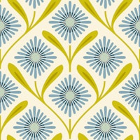 Fresh Daisy Blooms in Green Blue - S tapete