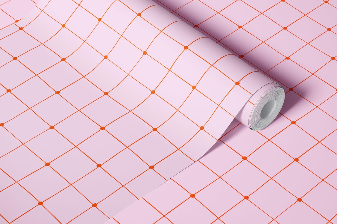 Pink and Orange Grid wallpaper roll