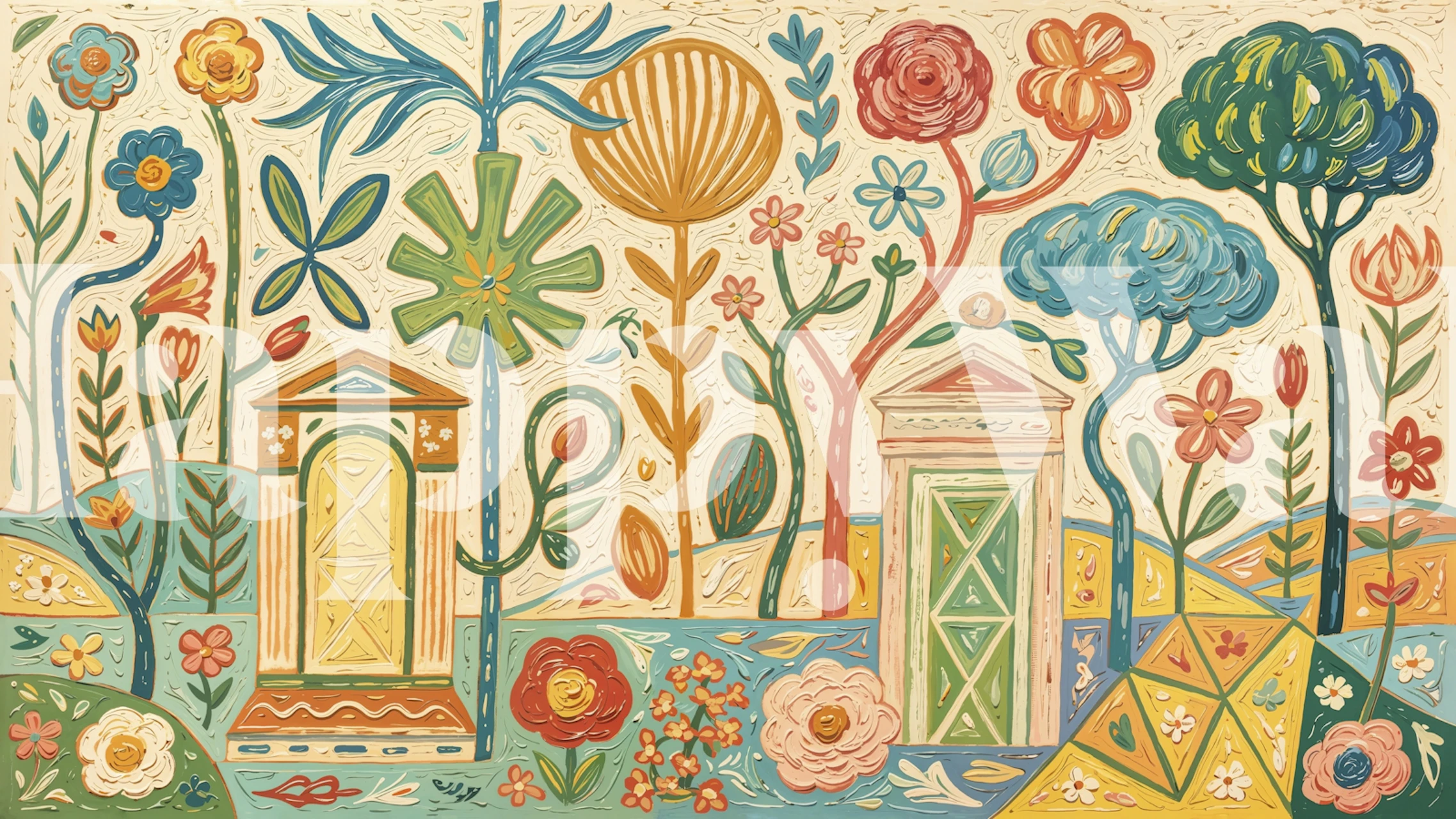 Floral Fantasy Garden wallpaper in a room