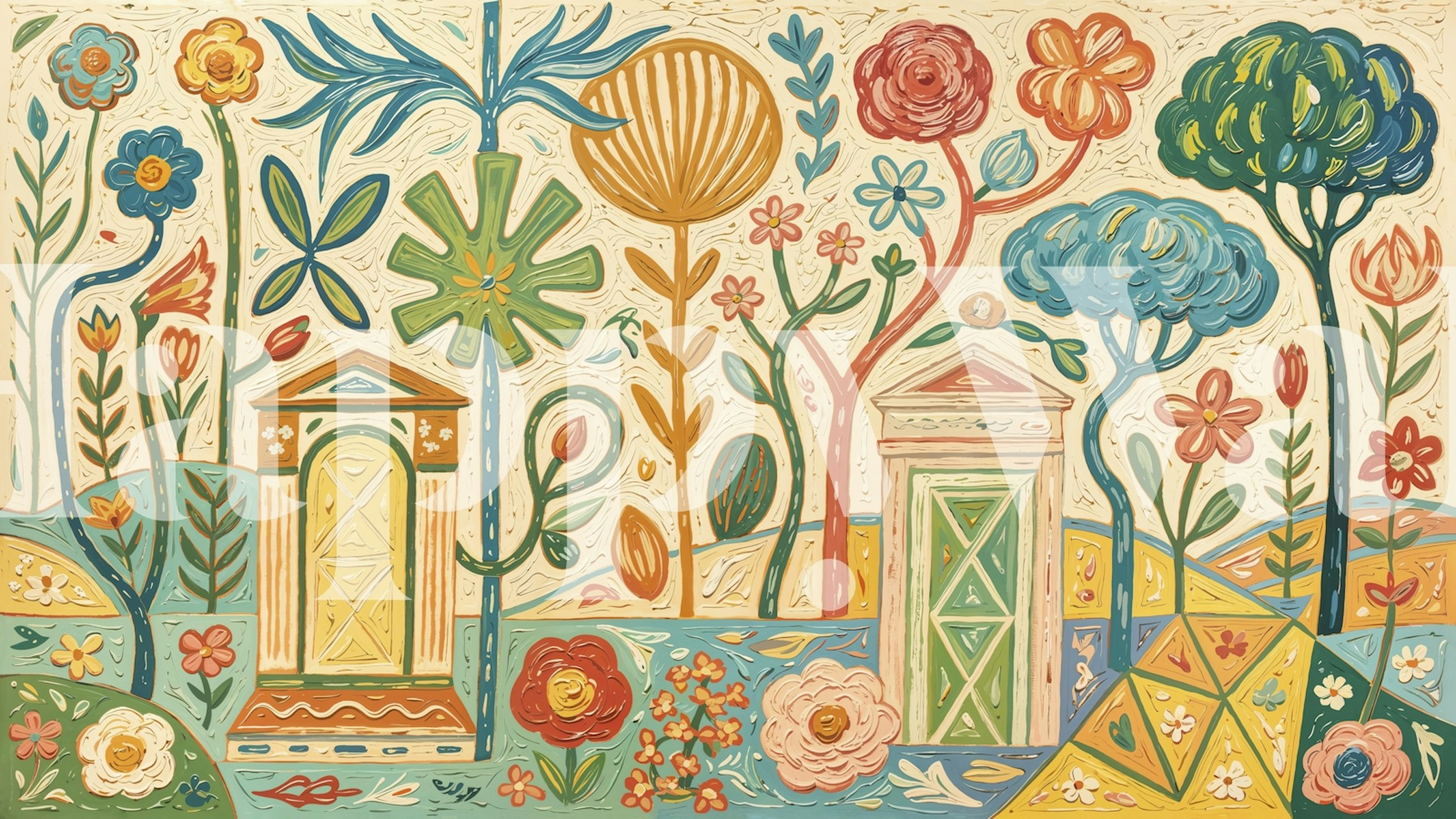 Ταπετσαρία Floral Fantasy Garden σε ένα δωμάτιο