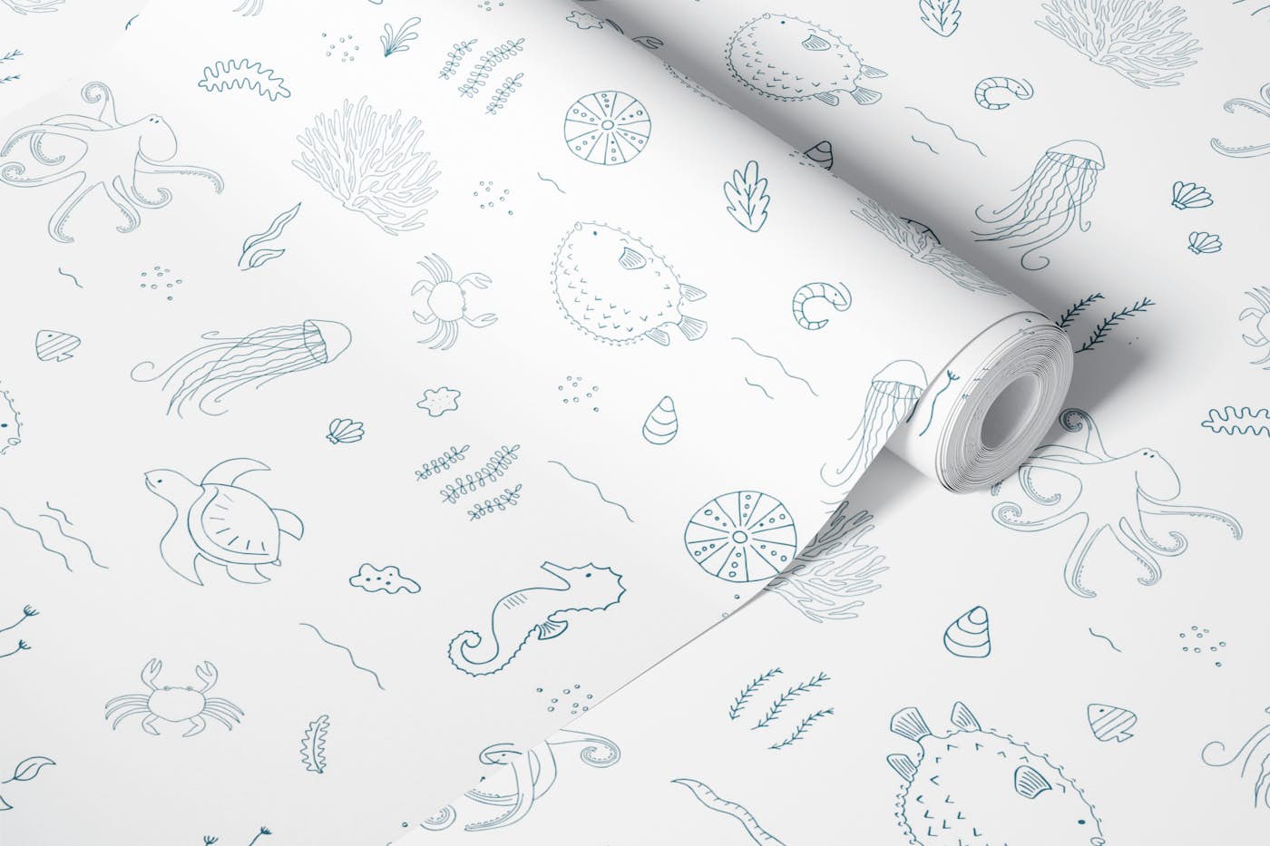Ocean Life Doodle wallpaper roll