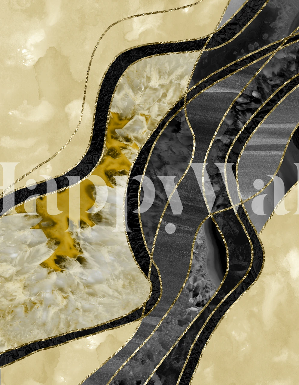 Marble Agate Gold Glam tapet i et rum