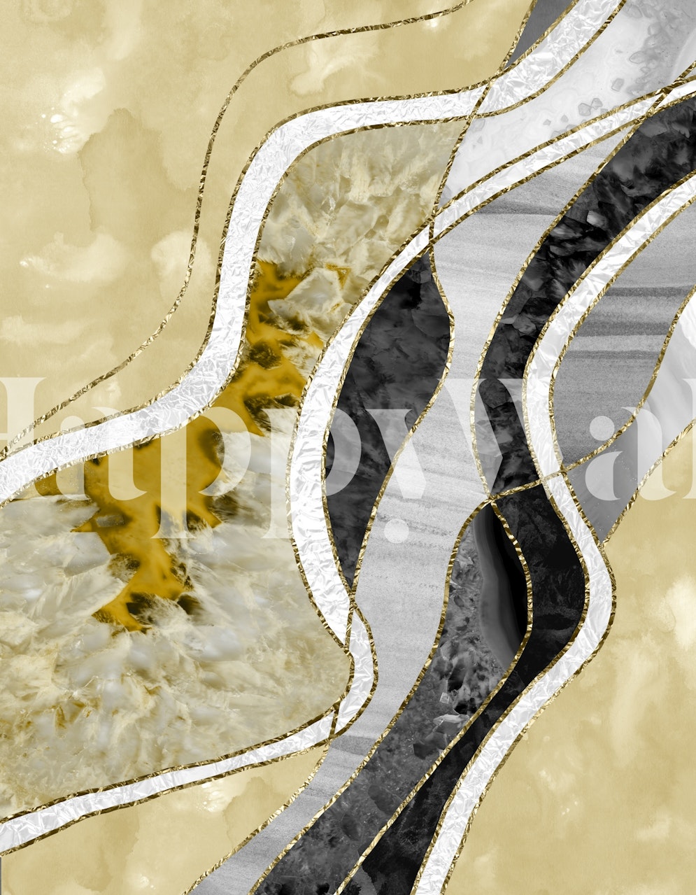 Marble Agate Gold Glam 7 tapet i et rum