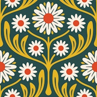 Daisy Meadow Bliss in Yellow Green Red - S wallpaper
