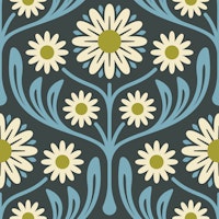 Daisy Meadow Bliss in Blue Green - L wallpaper