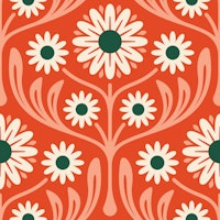 Daisy Meadow Bliss in Red Green - S wallpaper