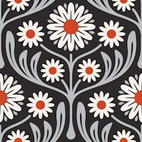 Daisy Meadow Bliss in Gray Red - S tapet