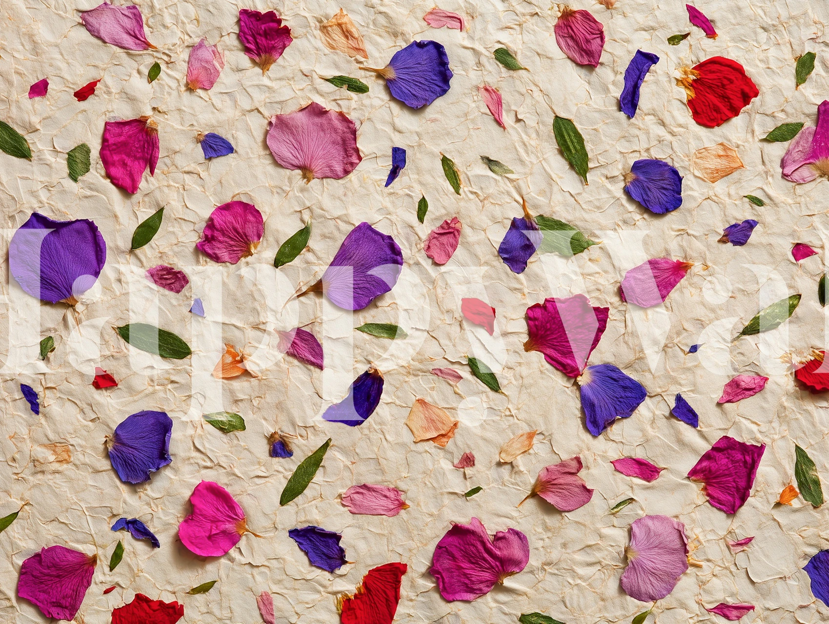 Projekt tapety Pressed Petals and Leaves Paper