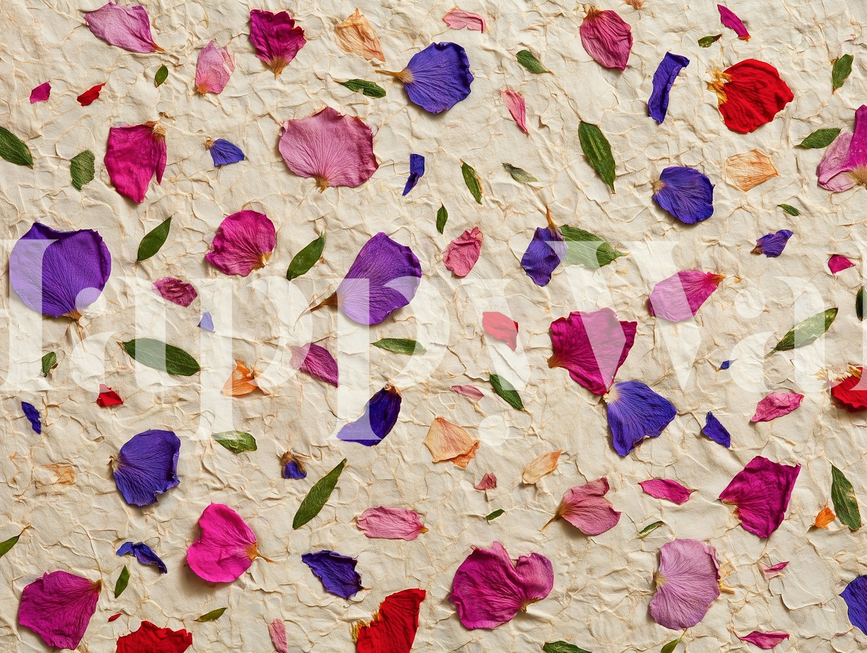 Pressed petals and leaves wallpaper design
