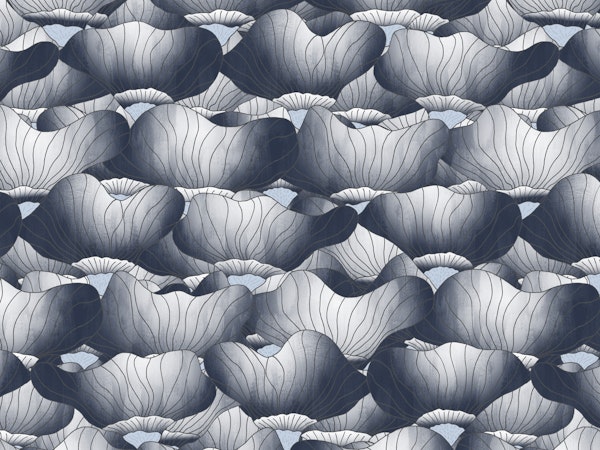 Botanical Bloom Waves Navy Blue