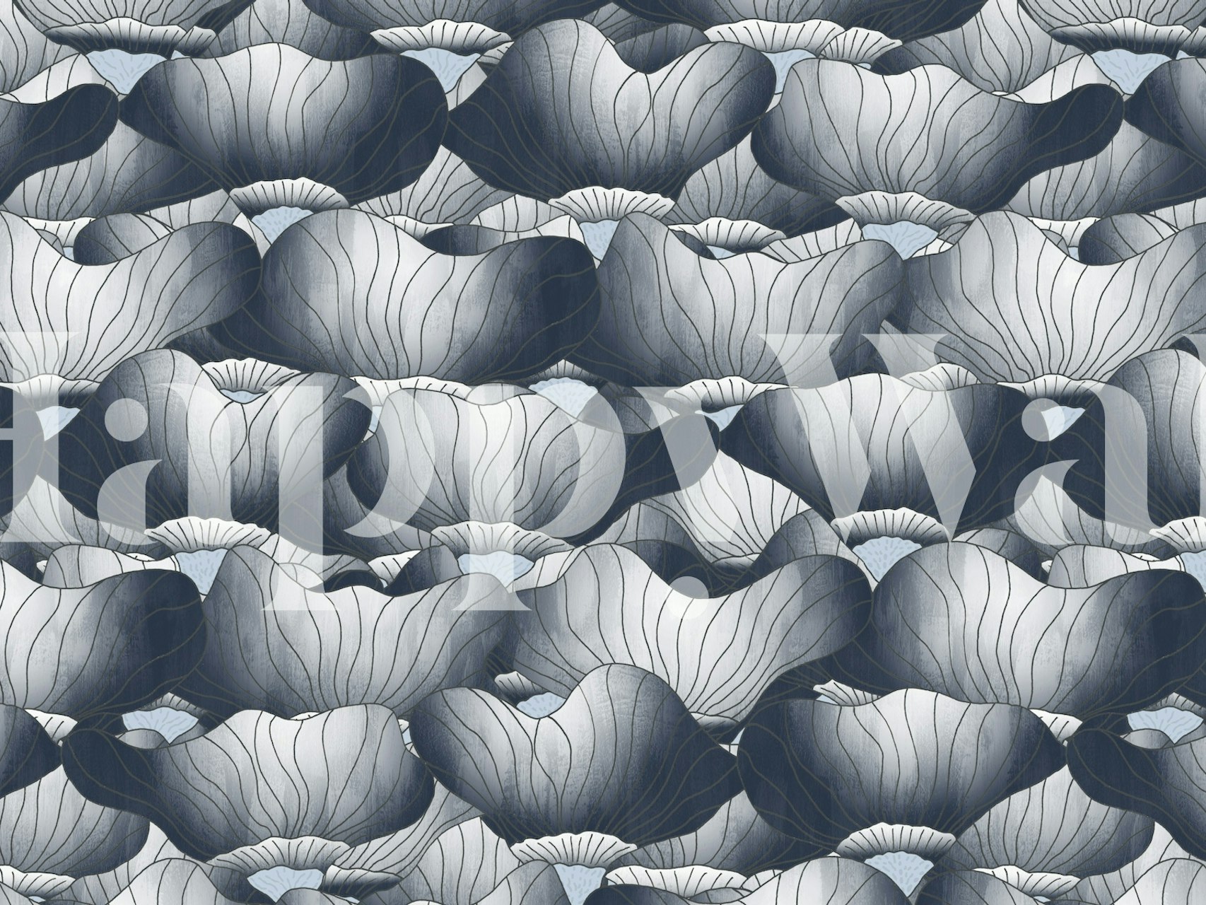 Navy blue floral pattern with organic shapes wallpaper