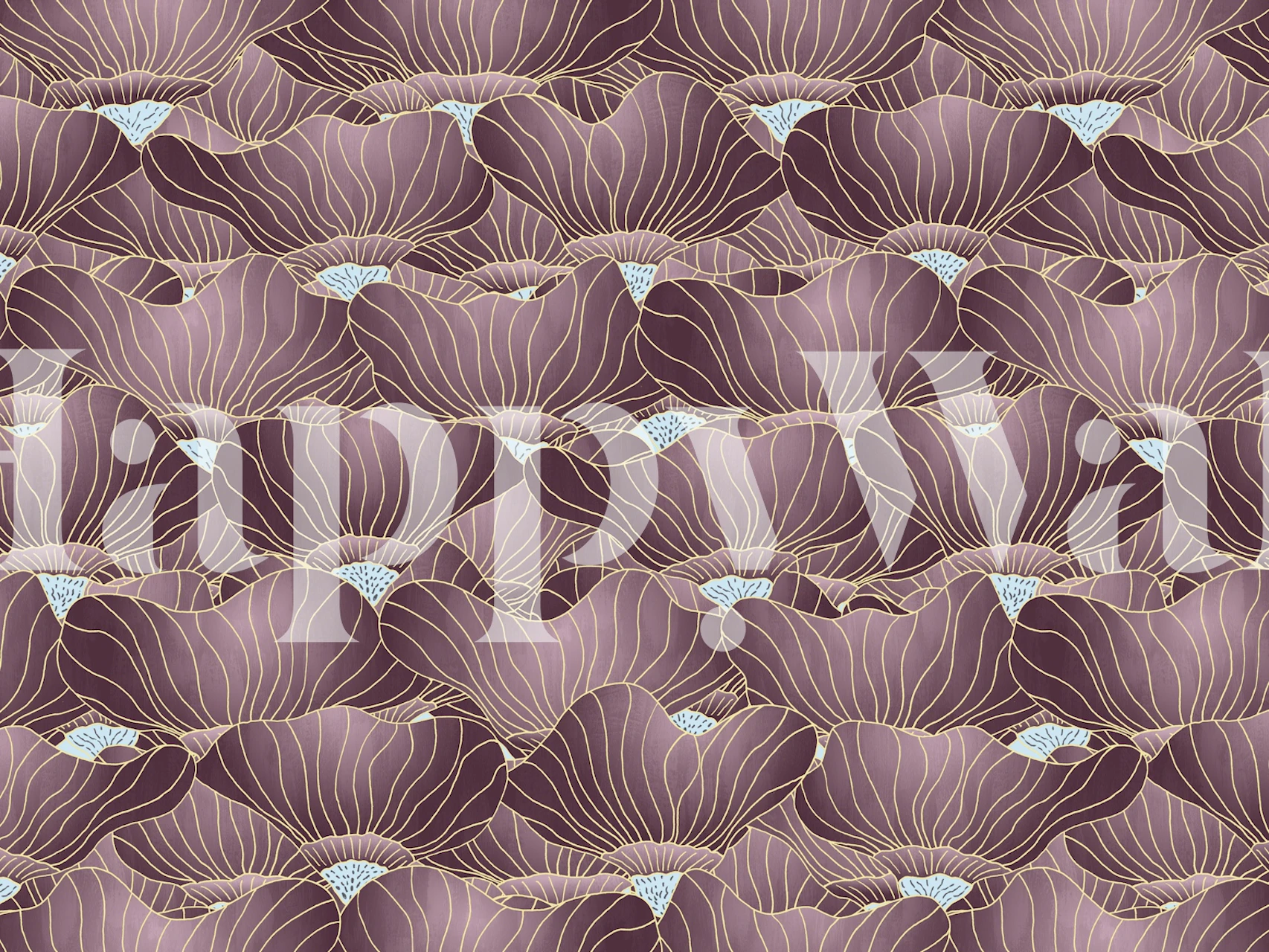 Tapeta Botanical Bloom Waves Light Burgundy