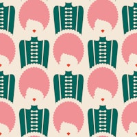 Vintage Retro Ladies Silhouettes Pink Green tapete