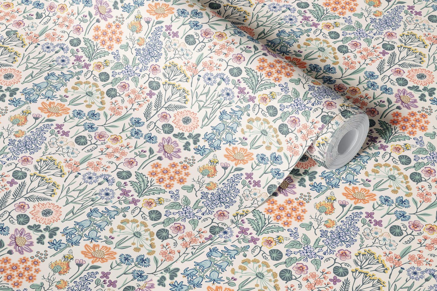 Emmas flower meadow - Small scale wallpaper roll