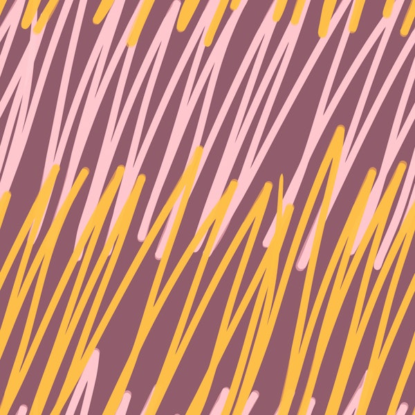 Scribbled Impatience | Mauve & Gold ZigZag