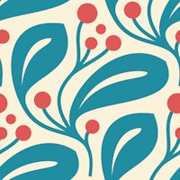 Berry Leaf Harmony in Blue Red - L papiers peint