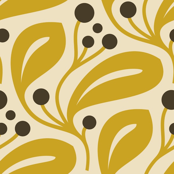 Berry Leaf Harmony in Yellow Brown - S