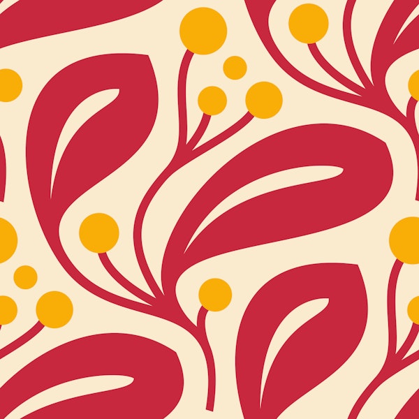 Berry Leaf Harmony in Red Yellow - S