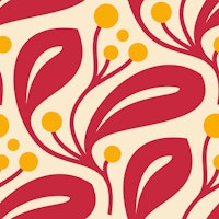 Berry Leaf Harmony in Red Yellow - L behang