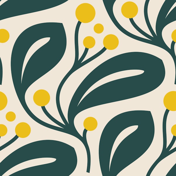 Berry Leaf Harmony in Green Yellow - L