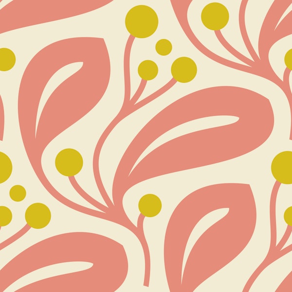 Berry Leaf Harmony in Peach Yellow - S