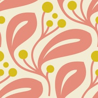 Berry Leaf Harmony in Peach Yellow - L behang