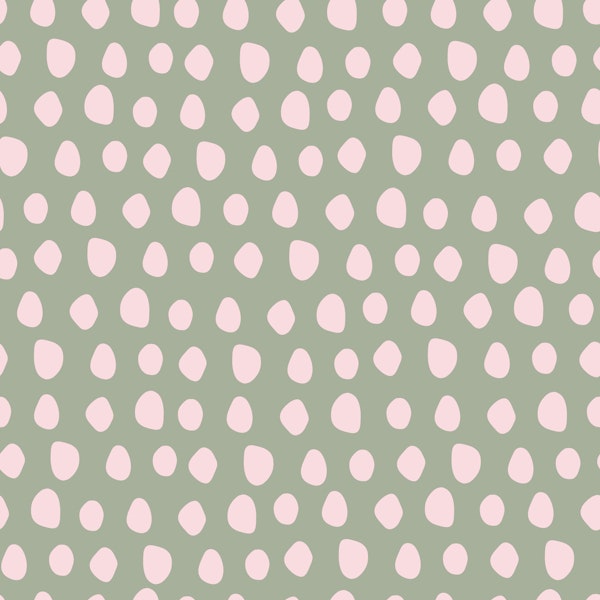 Soft Pink Dots on Sage Green | Pattern