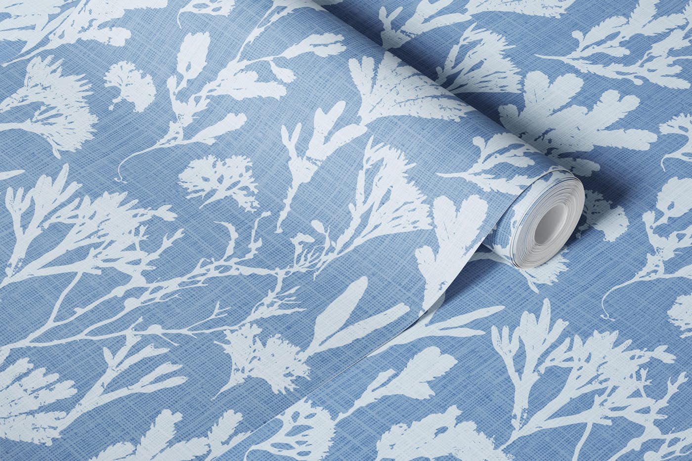 coastal seaweed - muted blue wallpaper roll