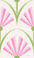 Pink and Green Floral Fans Art Deco Flowers tapete