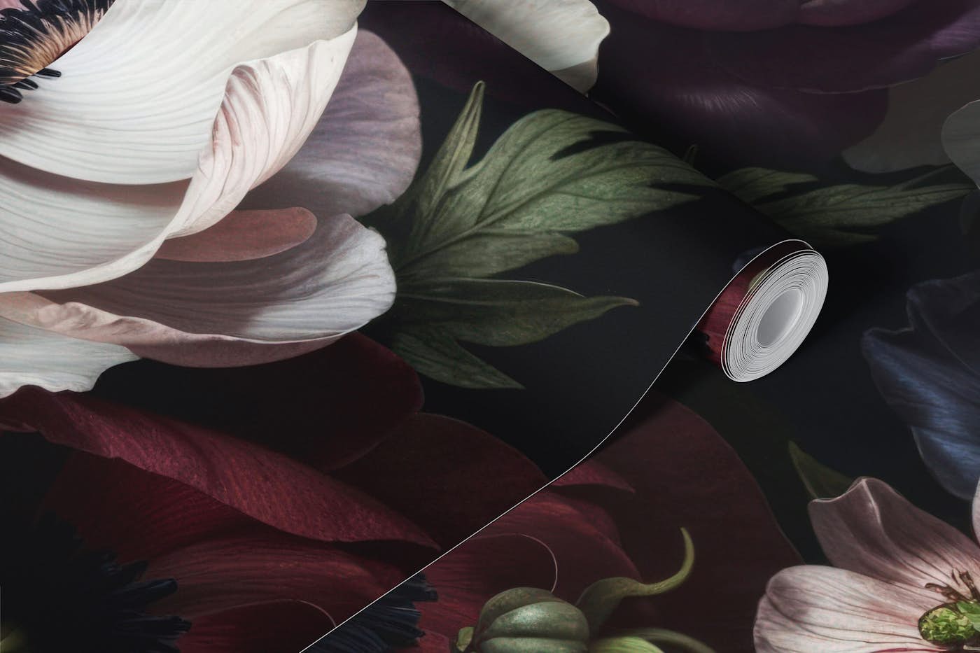 Shadowed Baroque Floral Opulence wallpaper roll